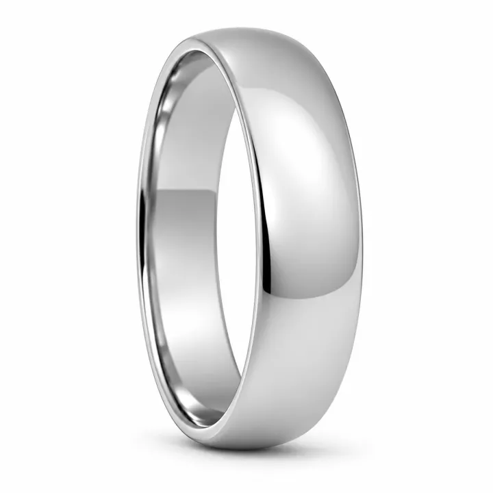 ALIANÇA DE PRATA 5,0MM SEMI-ANATÔMICA ABAULADA