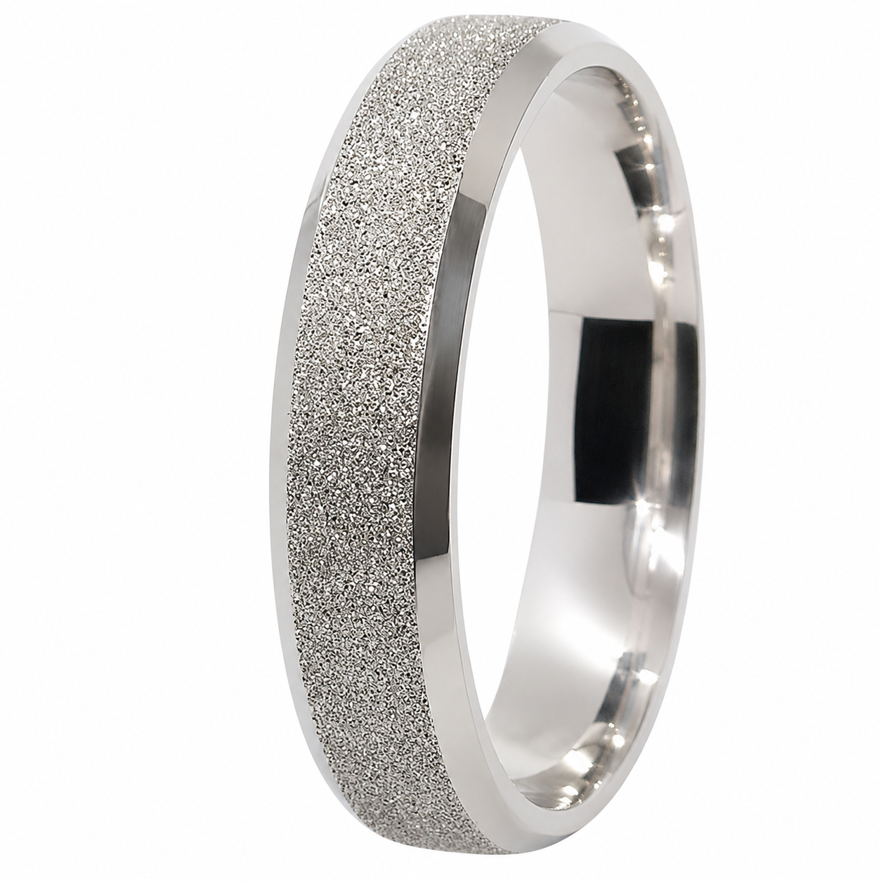 ALIANÇA DE PRATA 4,0MM ANATÔMICA CHANFRADA DIAMANTADA